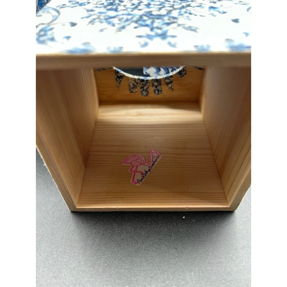 Lot Of 3 Tissue Box Covers Blue And White Chinoiserie Floral And Bird 2 Wooden